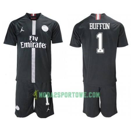 Koszulka Paris Saint-Germain Buffon 1 Jodan Czarny Dziecięcy Trzeci Stroje Piłkarskie 2018/19 Krótki Rękaw